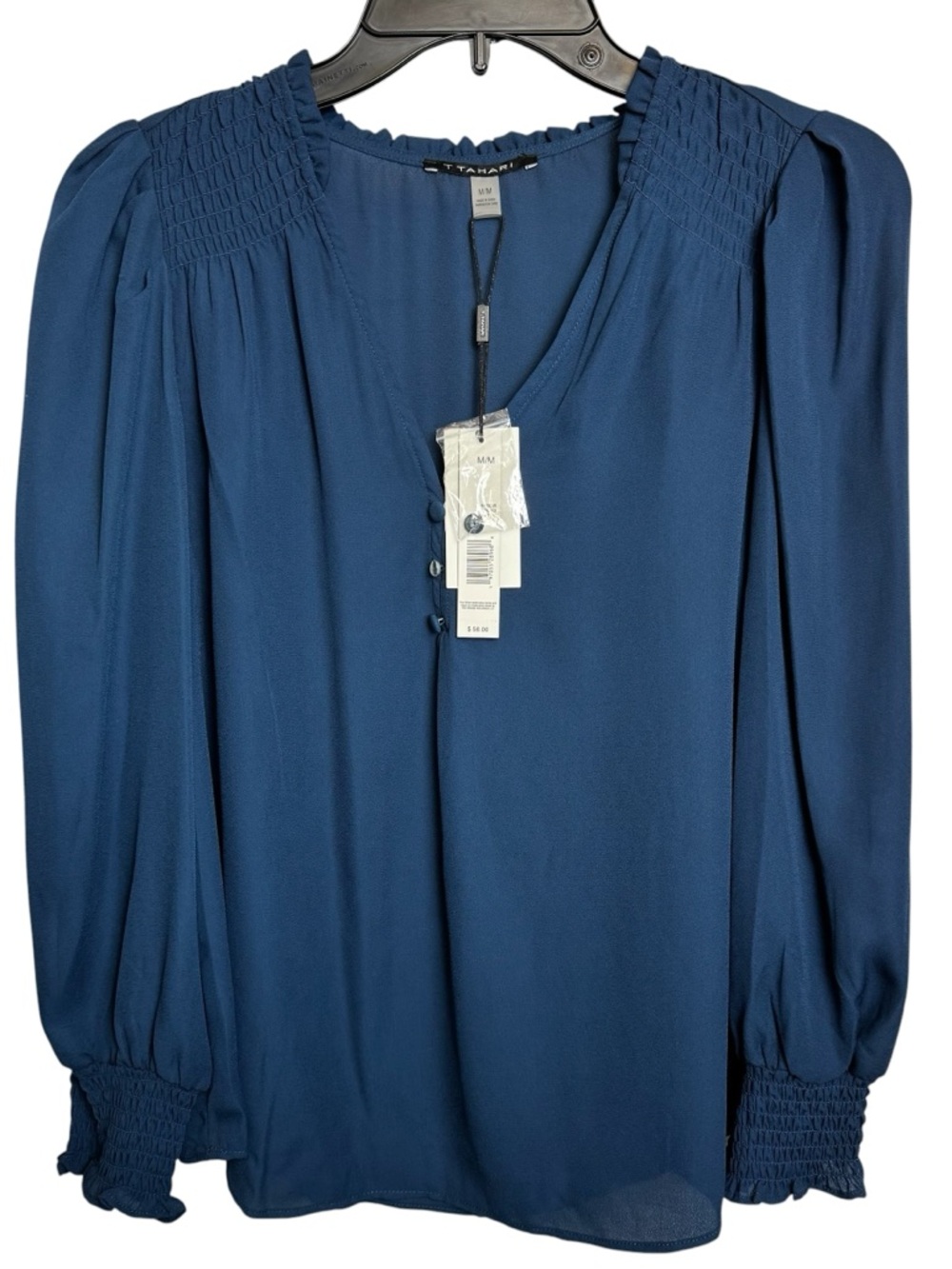 T Tahari v neck blouse new ruffle collar cottagecore preppy trad wife medium